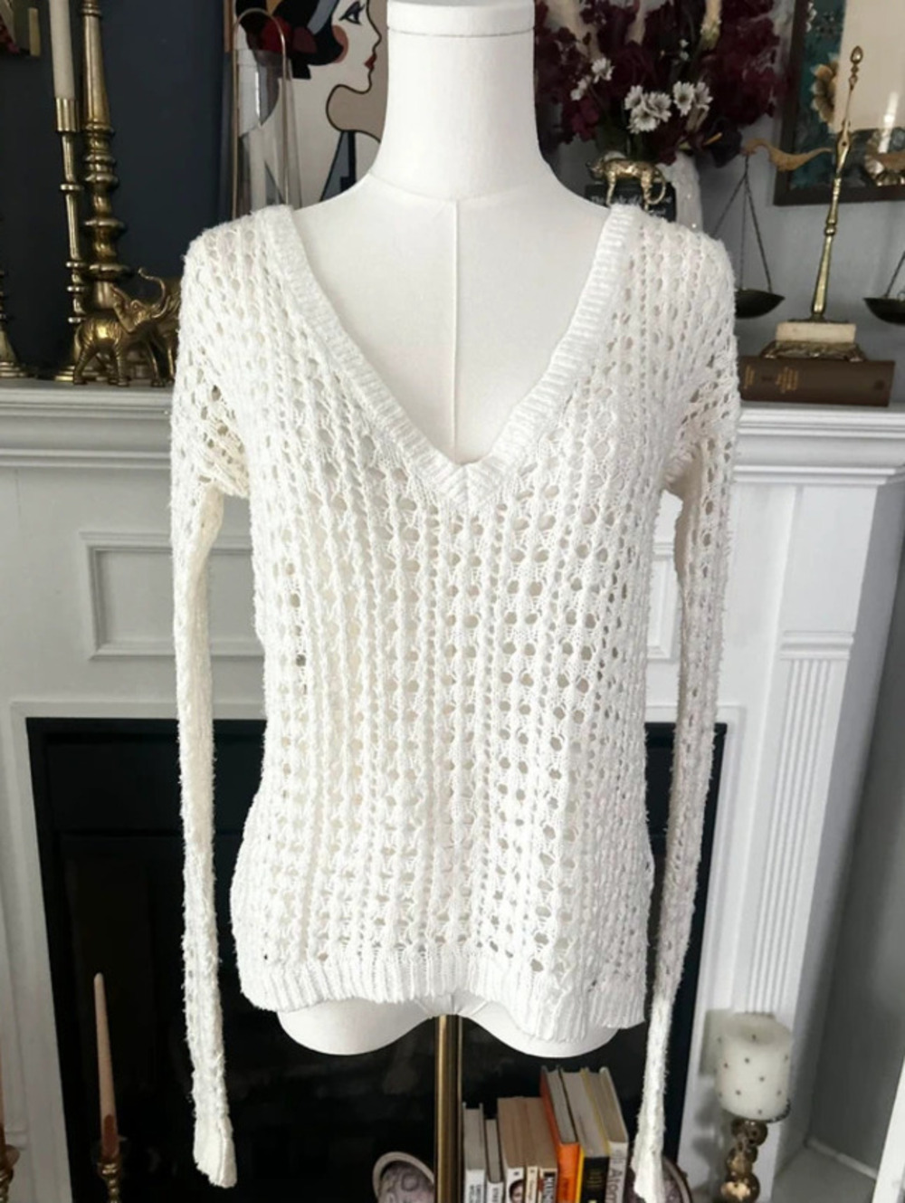 Hollister Crochet Long Sleeve Sweater Size Small Women's